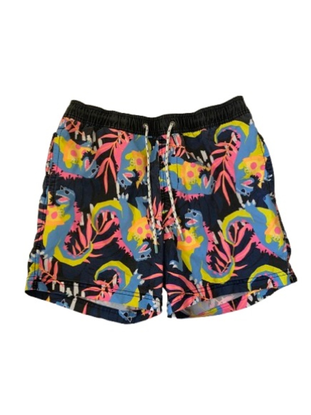 PARTY PANTS Dino Munchies Swim Trunks - Mens Size Medium - Neon Tropical EUC